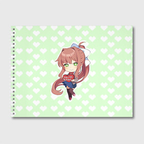 Альбом для рисования с принтом Chibi Monika в Кировске, 100% бумага
 | матовая бумага, плотность 200 мг. | ddlc | doki doki literature club | monika | моника