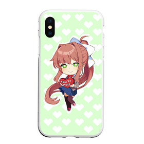 Чехол для iPhone XS Max матовый с принтом Chibi Monika в Кировске, Силикон | Область печати: задняя сторона чехла, без боковых панелей | ddlc | doki doki literature club | monika | моника