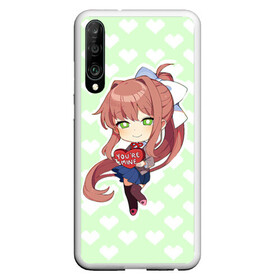 Чехол для Honor P30 с принтом Chibi Monika в Кировске, Силикон | Область печати: задняя сторона чехла, без боковых панелей | ddlc | doki doki literature club | monika | моника