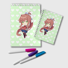 Блокнот с принтом Chibi Monika в Кировске, 100% бумага | 48 листов, плотность листов — 60 г/м2, плотность картонной обложки — 250 г/м2. Листы скреплены удобной пружинной спиралью. Цвет линий — светло-серый
 | ddlc | doki doki literature club | monika | моника