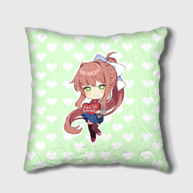 Подушка 3D с принтом Chibi Monika в Кировске, наволочка – 100% полиэстер, наполнитель – холлофайбер (легкий наполнитель, не вызывает аллергию). | состоит из подушки и наволочки. Наволочка на молнии, легко снимается для стирки | Тематика изображения на принте: ddlc | doki doki literature club | monika | моника