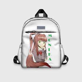 Детский рюкзак 3D с принтом Doki Doki MONIKA в Кировске, 100% полиэстер | лямки с регулируемой длиной, сверху петелька, чтобы рюкзак можно было повесить на вешалку. Основное отделение закрывается на молнию, как и внешний карман. Внутри дополнительный карман. По бокам два дополнительных кармашка | anime | doki doki literature club | monika | natsuki | sayori | yuri | аниме | доки доки | доки доки литературный клуб | моника | нацуки | саёри | юри