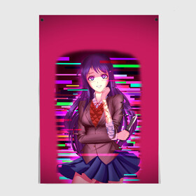 Постер с принтом Literature Club Юри (Yuri) в Кировске, 100% бумага
 | бумага, плотность 150 мг. Матовая, но за счет высокого коэффициента гладкости имеет небольшой блеск и дает на свету блики, но в отличии от глянцевой бумаги не покрыта лаком | anime | doki doki literature club | monika | natsuki | sayori | yuri | аниме | доки доки | доки доки литературный клуб | моника | нацуки | саёри | юри