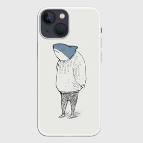 Чехол для iPhone 13 mini с принтом акула в свитере в Кировске,  |  | ocean | sea | sea animal | акула | арт | графика | море | океан | рисунок | свитер