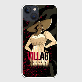 Чехол для iPhone 13 с принтом Resident Evil Village Blood в Кировске,  |  | 8 | blood | dimitresku | games | horror | new | resident evil | umbrella | vampire | village | вампир | деревня | димитреску | игра | кровь | лого | надпись | обитель зла | резидент | хоррор | щупальца | эвил