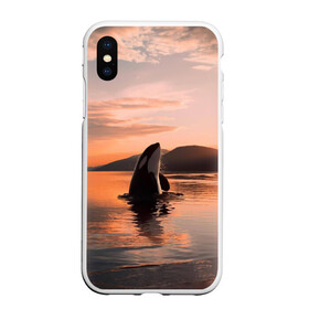 Чехол для iPhone XS Max матовый с принтом касатки на закате в Кировске, Силикон | Область печати: задняя сторона чехла, без боковых панелей | Тематика изображения на принте: ocean | orca | sea | sea animal | дельфин | закат | касатка | кит | море | океан | рисунок кита