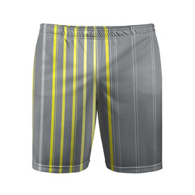 Мужские шорты спортивные с принтом Желтые и серые полосы в Кировске,  |  | gray | stripes | yellow | желтые | полосы | серые