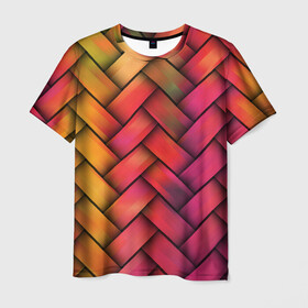 Мужская футболка 3D с принтом Colorful weave в Кировске, 100% полиэфир | прямой крой, круглый вырез горловины, длина до линии бедер | colorful | texture | twist | weave | красочный | плетенка | текстура