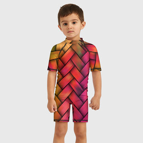 Детский купальный костюм 3D с принтом Colorful weave в Кировске, Полиэстер 85%, Спандекс 15% | застежка на молнии на спине | colorful | texture | twist | weave | красочный | плетенка | текстура