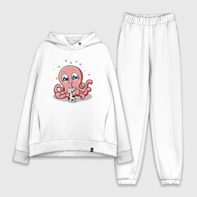 Женский костюм хлопок Oversize с принтом Милый Осьминог в Кировске,  |  | cute | octopus | милый | осьминог | осьминожка | тентакли