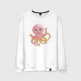 Мужской свитшот хлопок с принтом Осьминожка в Кировске, 100% хлопок |  | cute | octopus | милый | осьминог | осьминожка | тентакли