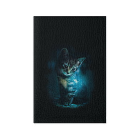 Обложка для паспорта матовая кожа с принтом красивый кот в Кировске, натуральная матовая кожа | размер 19,3 х 13,7 см; прозрачные пластиковые крепления | Тематика изображения на принте: бабочки и кошки в красивом свете | кот в свете | одинокий кот | только бабочки