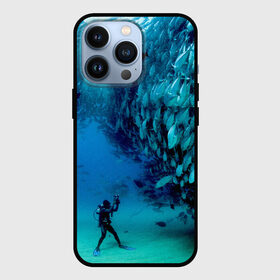 Чехол для iPhone 13 Pro с принтом Фото дайвинг в Кировске,  |  | дайвер | косяк | море | океан | подводный мир | рыбки | рыбы | фото дайвинг