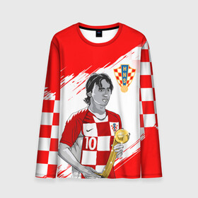 Мужской лонгслив 3D с принтом ЛУКА МОДРИЧ LUKA MODRIC в Кировске, 100% полиэстер | длинные рукава, круглый вырез горловины, полуприлегающий силуэт | Тематика изображения на принте: football | luka modric | real madrid. | sport | лука модрич | реал мадрид | сборная хорватии | спорт | футбол