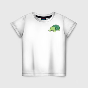 Детская футболка 3D с принтом черепашка в Кировске, 100% гипоаллергенный полиэфир | прямой крой, круглый вырез горловины, длина до линии бедер, чуть спущенное плечо, ткань немного тянется | маленькая черепашка | морское животное | черепаха | черепаха на белом