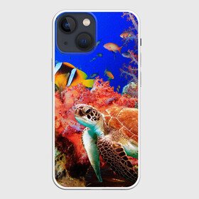 Чехол для iPhone 13 mini с принтом Морская черепаха в Кировске,  |  | кораллы | море | морская черепаха | подводный мир | рыбки