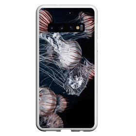 Чехол для Samsung Galaxy S10 с принтом Медузы в Кировске, Силикон | Область печати: задняя сторона чехла, без боковых панелей | глубина | медузы | море | морские обитатели | океан | подводный мир