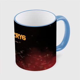 Кружка с принтом Far Cry 6 в Кировске, керамика | ёмкость 330 мл | Тематика изображения на принте: far cry 6 | дым | игра | лого | надпись | частицы