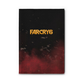 Обложка для автодокументов с принтом Far Cry 6 в Кировске, натуральная кожа |  размер 19,9*13 см; внутри 4 больших “конверта” для документов и один маленький отдел — туда идеально встанут права | far cry 6 | дым | игра | лого | надпись | частицы