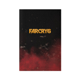 Обложка для паспорта матовая кожа с принтом Far Cry 6 в Кировске, натуральная матовая кожа | размер 19,3 х 13,7 см; прозрачные пластиковые крепления | far cry 6 | дым | игра | лого | надпись | частицы