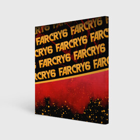 Холст квадратный с принтом Far Cry 6 в Кировске, 100% ПВХ |  | far cry 6 | дым | игра | капли | лого | надпись | частицы