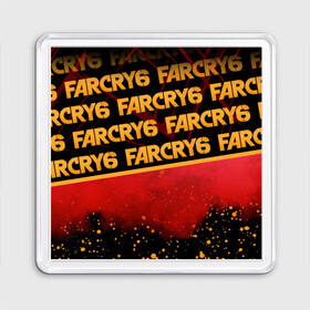 Магнит 55*55 с принтом Far Cry 6 в Кировске, Пластик | Размер: 65*65 мм; Размер печати: 55*55 мм | far cry 6 | дым | игра | капли | лого | надпись | частицы