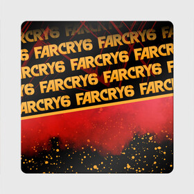 Магнит виниловый Квадрат с принтом Far Cry 6 в Кировске, полимерный материал с магнитным слоем | размер 9*9 см, закругленные углы | far cry 6 | дым | игра | капли | лого | надпись | частицы
