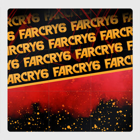 Магнитный плакат 3Х3 с принтом Far Cry 6 в Кировске, Полимерный материал с магнитным слоем | 9 деталей размером 9*9 см | far cry 6 | дым | игра | капли | лого | надпись | частицы