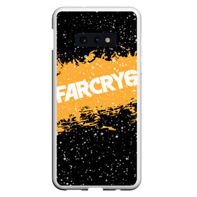 Чехол для Samsung S10E с принтом Far Cry 6 в Кировске, Силикон | Область печати: задняя сторона чехла, без боковых панелей | far cry 6 | игра | капли | лого | надпись | снег | частицы