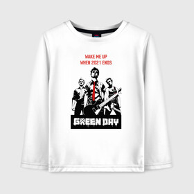 Детский лонгслив хлопок с принтом Green day: wake me up в Кировске, 100% хлопок | круглый вырез горловины, полуприлегающий силуэт, длина до линии бедер | billie joe armstrong | green day | punk | rock | wake me up | билли джо | грин дей | панк | рок