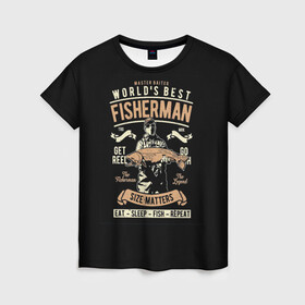 Женская футболка 3D с принтом Размер Рыбака Имеет Значение в Кировске, 100% полиэфир ( синтетическое хлопкоподобное полотно) | прямой крой, круглый вырез горловины, длина до линии бедер | Тематика изображения на принте: вылавливание рыбы | ловля рыбы | рыбак | рыбалка | рыбная ловля | рыболовство