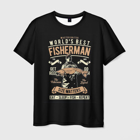 Мужская футболка 3D с принтом Размер Рыбака Имеет Значение в Кировске, 100% полиэфир | прямой крой, круглый вырез горловины, длина до линии бедер | вылавливание рыбы | ловля рыбы | рыбак | рыбалка | рыбная ловля | рыболовство