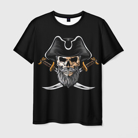 Мужская футболка 3D с принтом Морской Капитан Пират в Кировске, 100% полиэфир | прямой крой, круглый вырез горловины, длина до линии бедер | Тематика изображения на принте: дэви джонс | капитан | клад | пират | пираты | сабли | сокровища | сундук мертвеца | чёрная борода