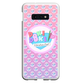 Чехол для Samsung S10E с принтом Doki Doki Literature Club Лого паттерн (Z) в Кировске, Силикон | Область печати: задняя сторона чехла, без боковых панелей | doki doki | doki doki literature club | monika | natsuki | sayori | team salvato | yuri | доки | доки доки | литературный клуб | моника | нацуки | саёри | юри