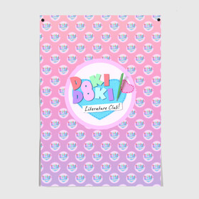 Постер с принтом Doki Doki Literature Club Лого паттерн (Z) в Кировске, 100% бумага
 | бумага, плотность 150 мг. Матовая, но за счет высокого коэффициента гладкости имеет небольшой блеск и дает на свету блики, но в отличии от глянцевой бумаги не покрыта лаком | Тематика изображения на принте: doki doki | doki doki literature club | monika | natsuki | sayori | team salvato | yuri | доки | доки доки | литературный клуб | моника | нацуки | саёри | юри