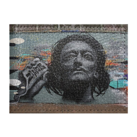 Обложка для студенческого билета с принтом Сальвадор Дали в Кировске, натуральная кожа | Размер: 11*8 см; Печать на всей внешней стороне | граффити | рисунок на стене | сальвадор