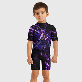 Детский купальный костюм 3D с принтом Keqing Genshin Impact  Молния в Кировске, Полиэстер 85%, Спандекс 15% | застежка на молнии на спине | genshin impact | keqing | гениш импакт | генши импакт | геншин импакт | игра | молния