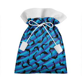 Подарочный 3D мешок с принтом Черные акулы паттерн в Кировске, 100% полиэстер | Размер: 29*39 см | Тематика изображения на принте: black | shark | акула | акулы | жители | клыки | море | морские | океан | паттерн | рыба | черные