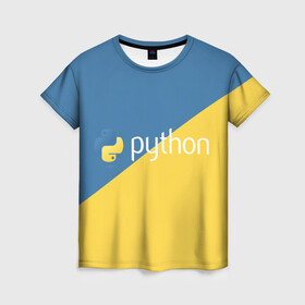 Женская футболка 3D с принтом Python в Кировске, 100% полиэфир ( синтетическое хлопкоподобное полотно) | прямой крой, круглый вырез горловины, длина до линии бедер | python | змея | код | кодеры | пайтон | питон | питонист | программист | программисты | программный код | фреймворк | язык программирования | яп