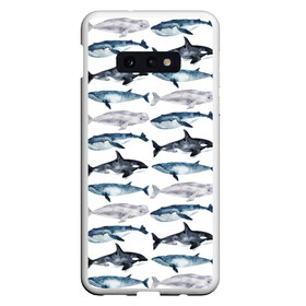 Чехол для Samsung S10E с принтом киты в Кировске, Силикон | Область печати: задняя сторона чехла, без боковых панелей | ocean | sea | касатки | киты | море | морские мотивы | морской принт | морской фон | океан | паттерн | рыбы | текстуры