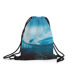 Рюкзак-мешок 3D с принтом Под водой в Кировске, 100% полиэстер | плотность ткани — 200 г/м2, размер — 35 х 45 см; лямки — толстые шнурки, застежка на шнуровке, без карманов и подкладки | море | морская волна | океан | под водой | серфер | серфинг