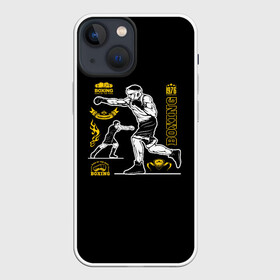 Чехол для iPhone 13 mini с принтом BOXING в Кировске,  |  | boxing | fight club | mma | ufc | боевые искусства | боец | бои | бойцовский клуб | бокс | боксёр | борьба | воин | единоборства | кикбоксинг | майк тайсон | мма | муай тай | мухаммед али | рукопашный бой | сила