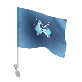 Флаг для автомобиля с принтом Два дельфина в Кировске, 100% полиэстер | Размер: 30*21 см | cute | dolphin | два дельфина | дельфин | дельфинами | милый | мир | подводный