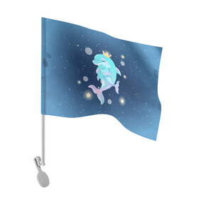 Флаг для автомобиля с принтом Два дельфина в Кировске, 100% полиэстер | Размер: 30*21 см | cute | dolphin | два дельфина | дельфин | дельфинами | милый | мир | подводный