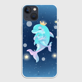 Чехол для iPhone 13 с принтом Два дельфина в Кировске,  |  | cute | dolphin | два дельфина | дельфин | дельфинами | милый | мир | подводный