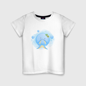 Детская футболка хлопок с принтом Милая осьминожка в Кировске, 100% хлопок | круглый вырез горловины, полуприлегающий силуэт, длина до линии бедер | cute | kraken | octopus | живность | жители | кракен | милый | мир | морские | осьминог | осьминожка | подводный | тентакли