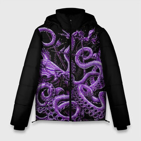 Мужская зимняя куртка 3D с принтом Фиолетовый Кракен в Кировске, верх — 100% полиэстер; подкладка — 100% полиэстер; утеплитель — 100% полиэстер | длина ниже бедра, свободный силуэт Оверсайз. Есть воротник-стойка, отстегивающийся капюшон и ветрозащитная планка. 

Боковые карманы с листочкой на кнопках и внутренний карман на молнии. | animal | beast | kraken | ocean | octopus | sea | ship | water | вода | животные | звери | корабль | кракен | море | океан | осьминог | рыбы | щупальца