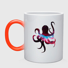 Кружка хамелеон с принтом Space Octopus в Кировске, керамика | меняет цвет при нагревании, емкость 330 мл | animal | beast | kraken | ocean | octopus | sea | ship | space | water | вода | животные | звери | космос | кракен | море | океан | осьминог | рыбы | щупальца