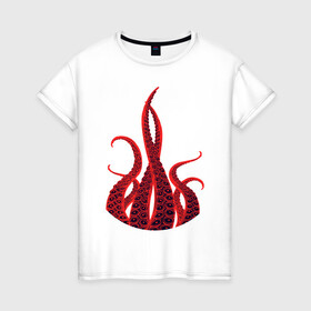 Женская футболка хлопок с принтом Octopus Осьминог в Кировске, 100% хлопок | прямой крой, круглый вырез горловины, длина до линии бедер, слегка спущенное плечо | animal | beast | kraken | ocean | octopus | sea | ship | water | вода | животные | звери | кракен | море | океан | осьминог | рыбы | щупальца