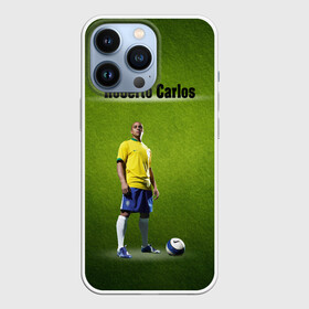 Чехол для iPhone 13 Pro с принтом Roberto Carlos в Кировске,  |  | Тематика изображения на принте: ball | green | roberto carlos | roberto carlos lettering | roberto carlos print | soccer field | зеленый | мяч | надпись роберто карлос | номер 3 | принт роберто карлос | роберто карлос | футболист | футбольное по